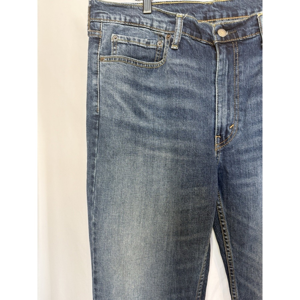 Levis 514 Mens Straight Leg Jeans 36 x 30 Medium‎ Wash Denim Whiskered Preppy - Picture 6 of 10